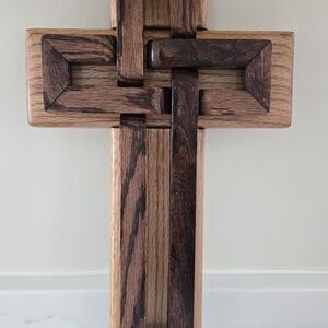 Cherry and Red Oak Wooden Cross Wall Decor